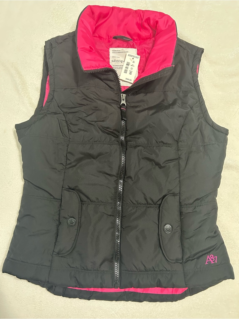 Aeropostale Black Vest with Pink Interior